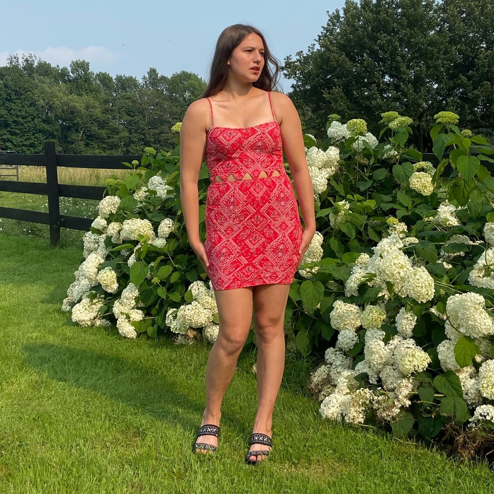 Western print cut out mini dress